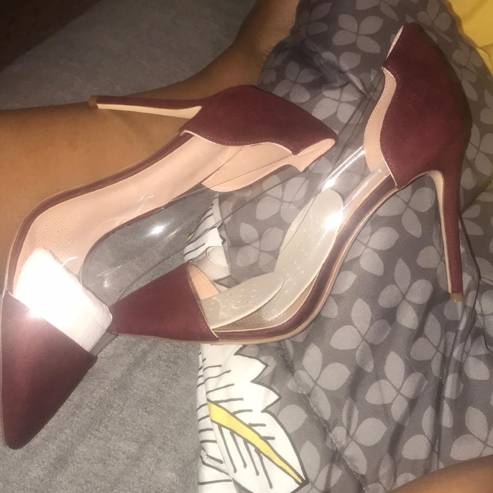 Brand new without box burgundy see thru pump